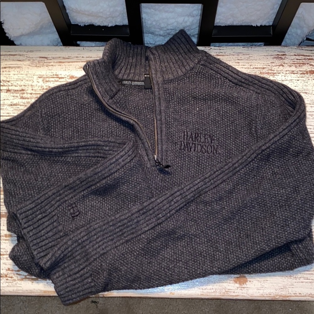 HARLEY DAVIDSON 3/4 ZIP MENS SWEATER